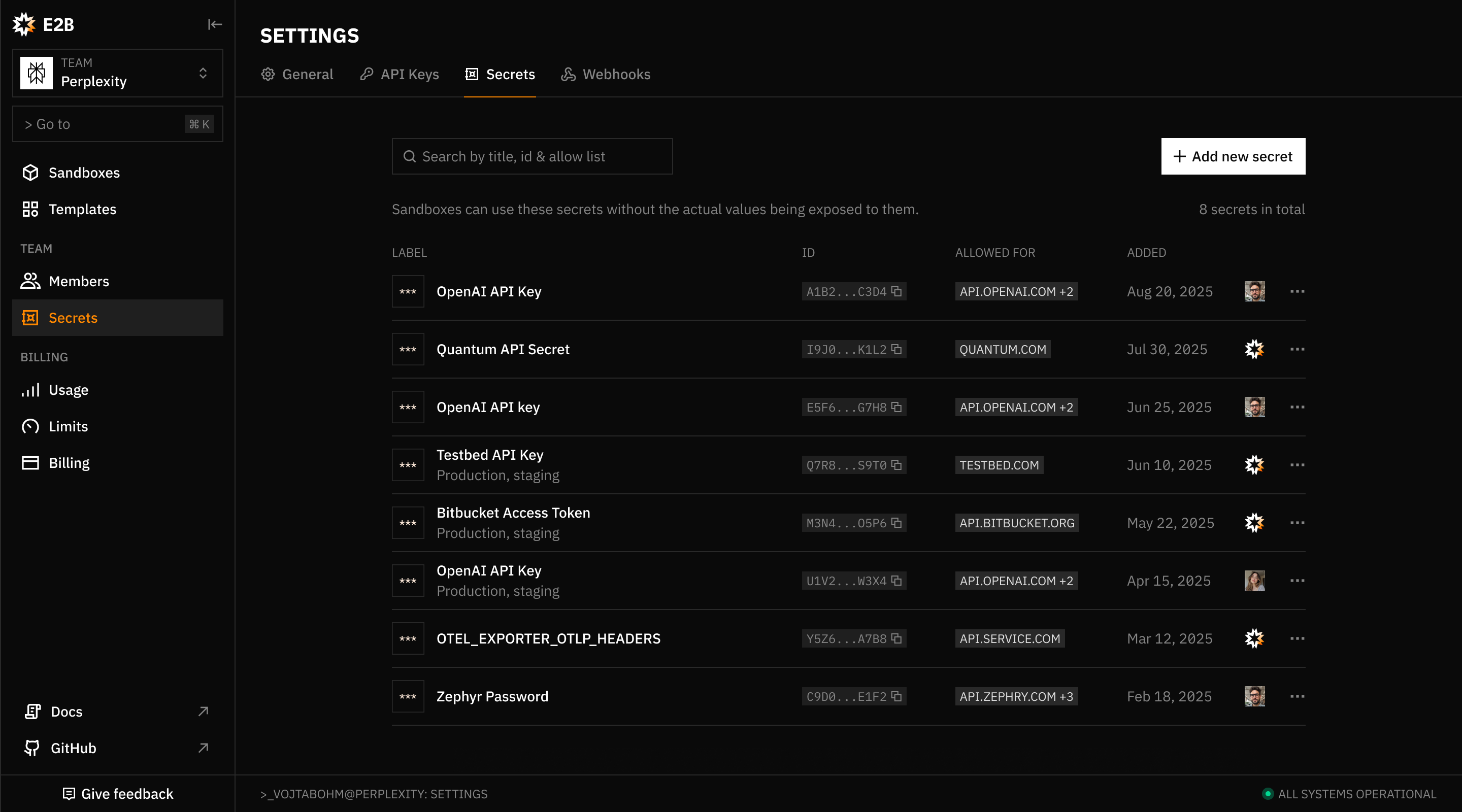 Screenshots of a dashboard UI